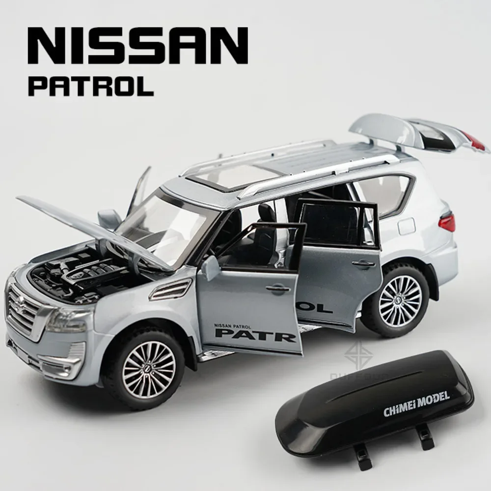 

1:32 Nissan Patrol Alloy Diecast Y62 Toy Car Model With Travel Rack Sound And Light Pull Back Vehicle Collection Children's Toys