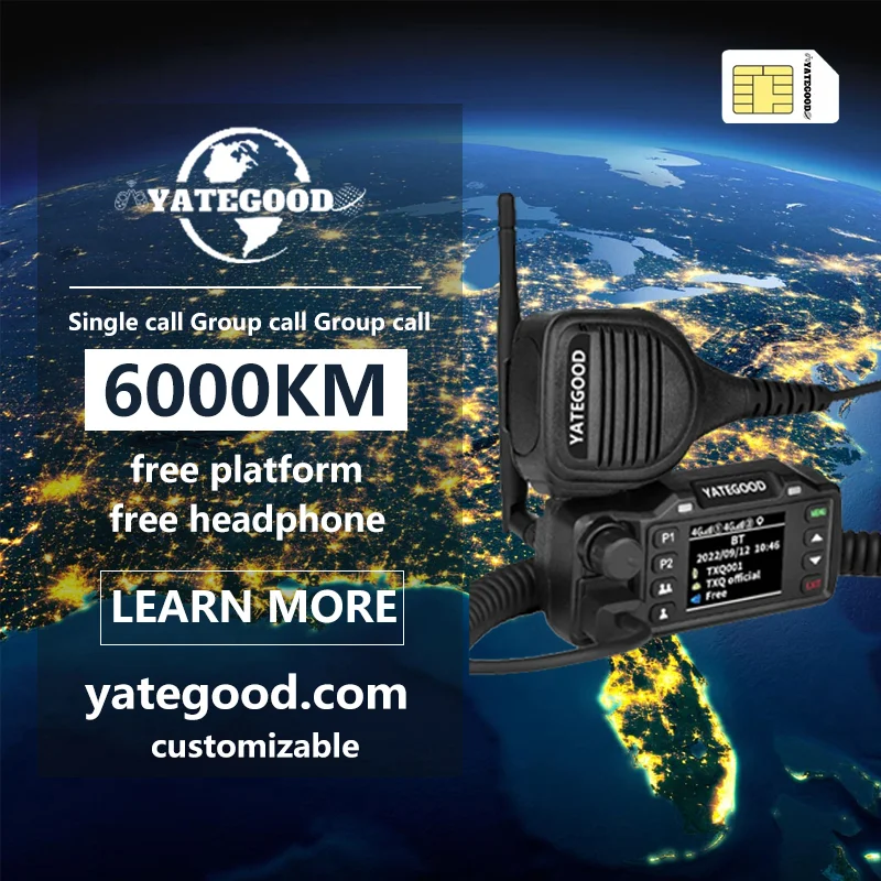 YATEGOOD 8900 zello  In-vehicle GPS 5000KM  walkie talkie long range global ptt  4G poc radio100km