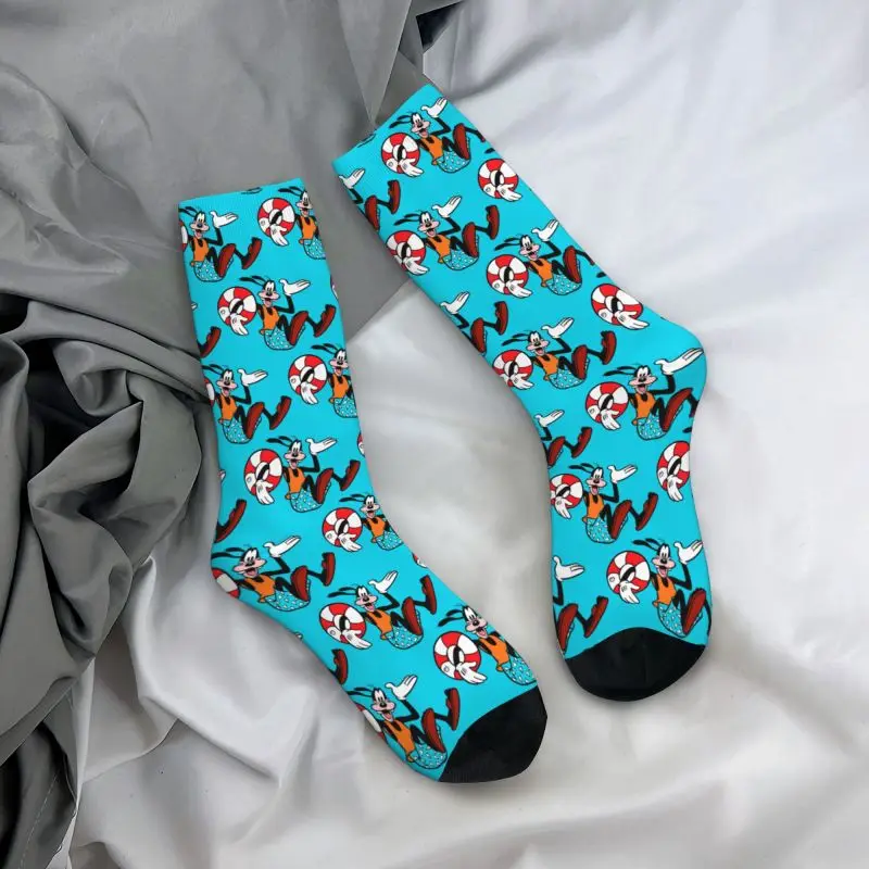 Custom Goofy Goof Mens Crew Socks Unisex Fashion Anime Cartoon Spring Summer Autumn Winter Dress Socks