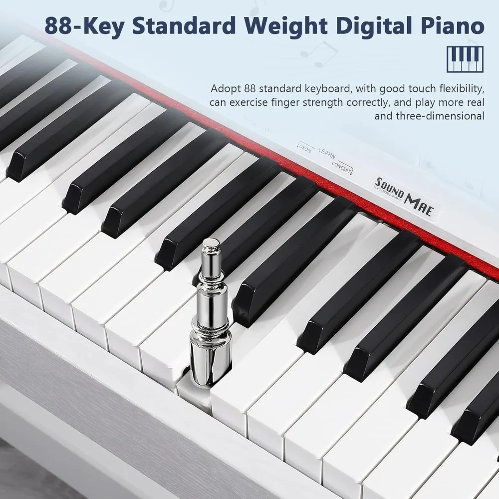 Digital Piano 88 Key Full-Size Weighted Keyboard Piano,MP3 Function, Remote Control,Power Supply, 3 Pedals, MIDI HeadphoneAudio