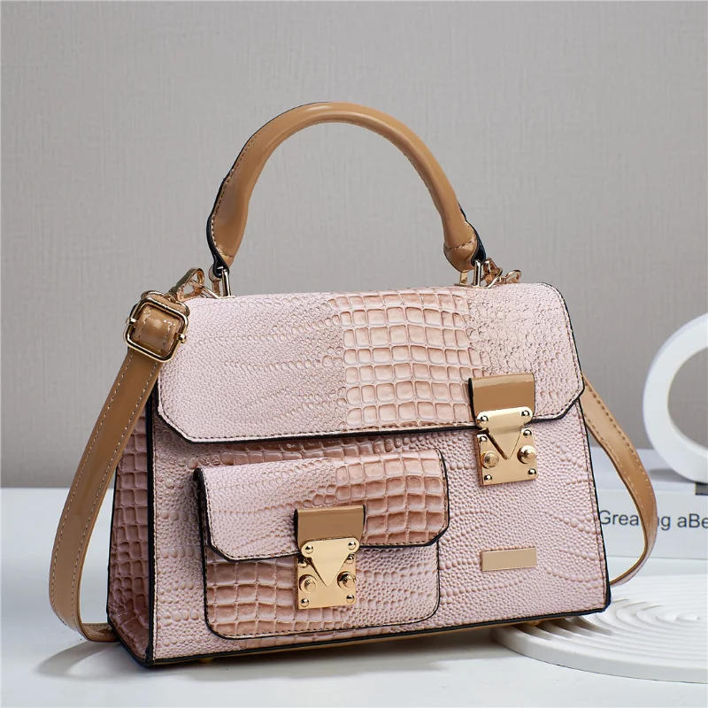 Women\'s 2023 Popular Crossbody Bags High Quality Handbag Crocodile Pattern PU Retro Single-Shoulder Bag Commuter Storage Satchel