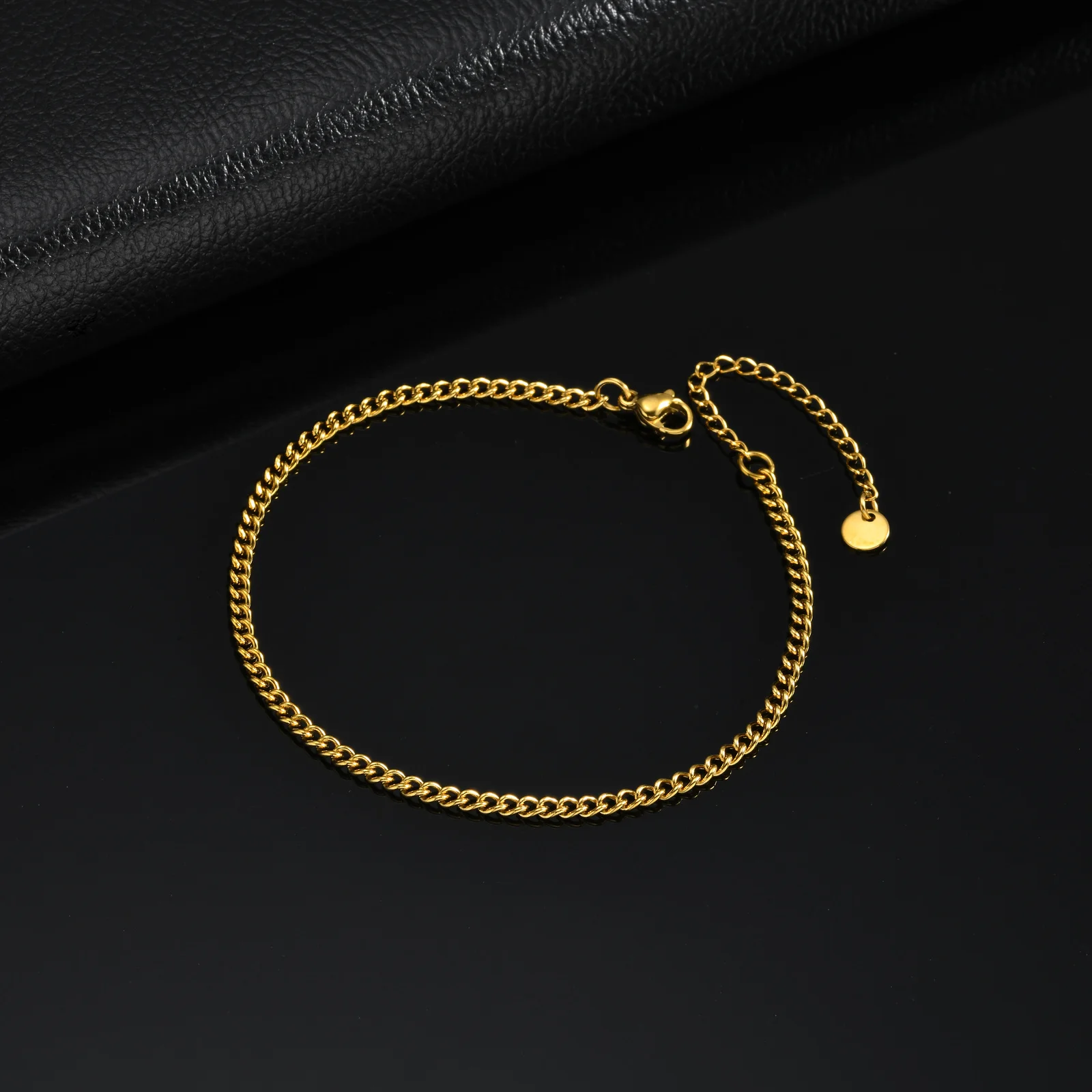 Vnox Edelstahl Fußkettchen in Goldfarbe für Männer, Verstellbare Gliederkette, Wasserdichter Strand-Fußschmuck, Urlaubsgeschenk – Detail 14