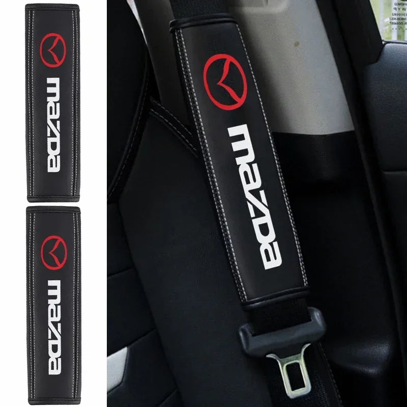 2pcs Leather Car Seat Belt Pad Cover Shoulder Cushion for Mazda CX7 RX8 Speed Axela BT50 Protege Demio Atenza CX30 MX5 MX6 MX3