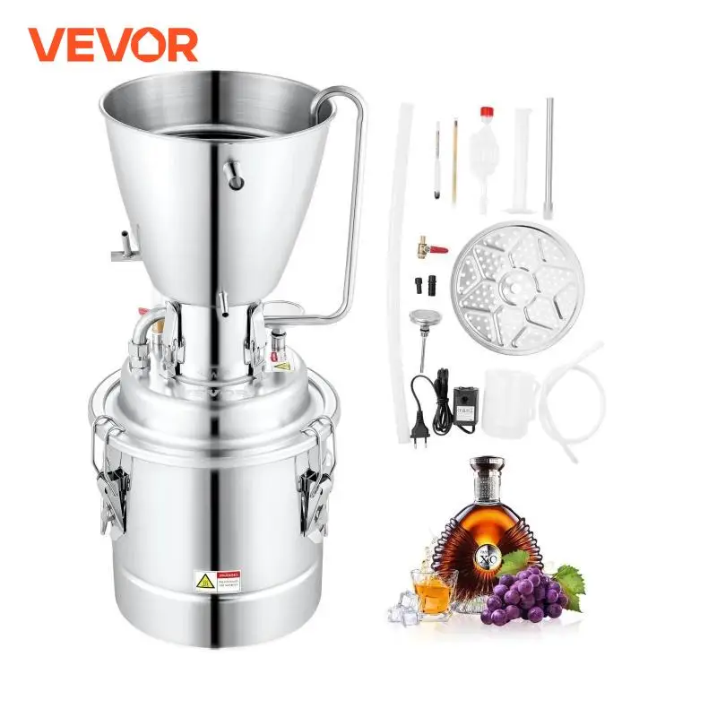 VEVOR 10/50L Alcohol Distiller Alcohol Still with 304 Stainless Steel Tube Brewing Kit for Home Distillery Whisky Wine Brandy