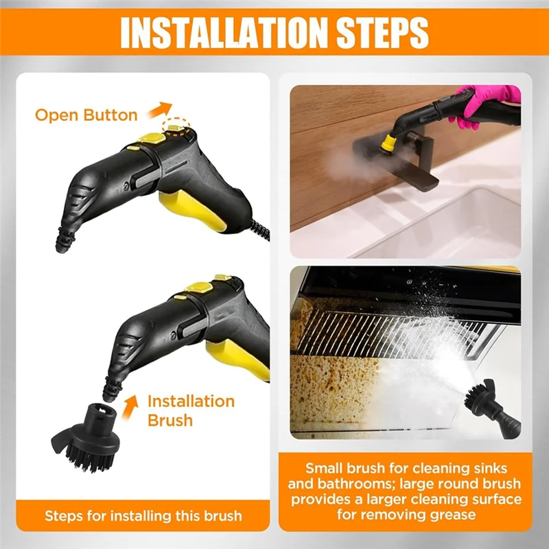 Parti di ricambio per pulitore a vapore Spazzola rotonda Spazzole per giunti Accessorio per ugello per raschietto per Karcher SC1 SC2 SC3 SC4 SC5 CTK10 CTK20