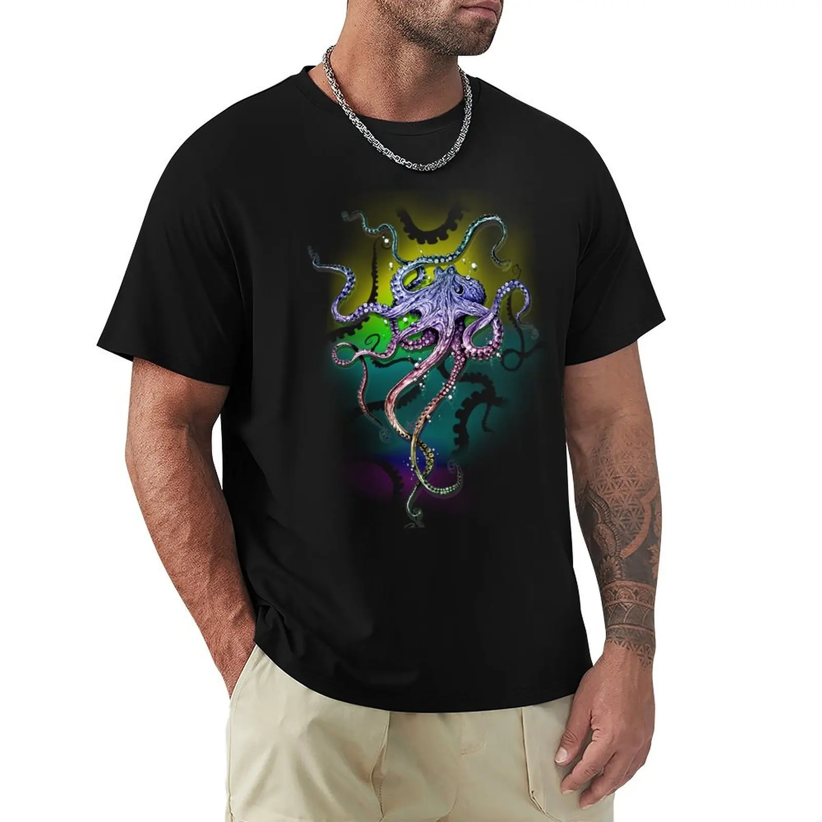 Rainbow Octopus T-Shirt cute clothes essential t shirt mens t shirts top quality