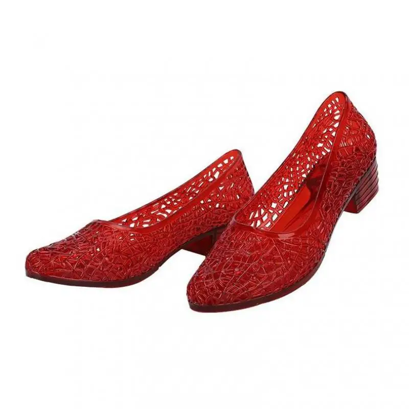 Size 36-41 Womens Sandals Summer Female Mules Clogs Platform Jelly Shoes Mujer High Heels Crystal Slip-On Hollow Zapatillas D10