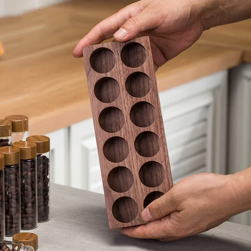 Coffee Beans Storage Container Display Rack Walnut Tea Tube Bottle Glass Espresso Coffee Accessories Tool Barista Coffeware Sets