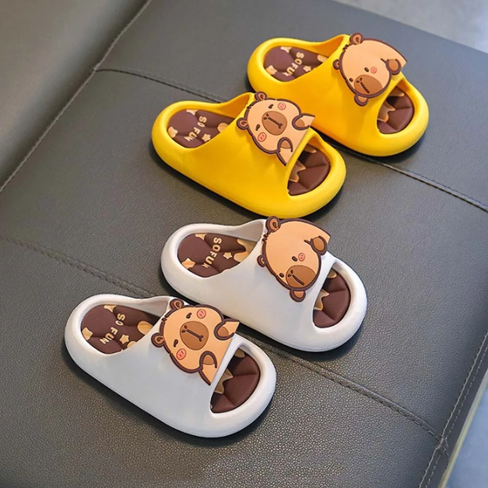 PVC Cute Capybara Slippers Anti-slip Thickened Cartoon Animal Slippers Resilience Rotatable Children's Bathroom Sandals Boys