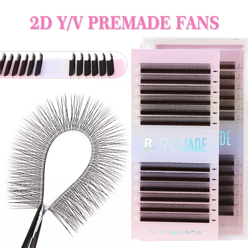 

Single Tip 2D Y Shape Eyelash Extension 3D W Premade Russian Volume Lashes Faux Mink Hand Woven Soft Light Natural Cross YY Lash