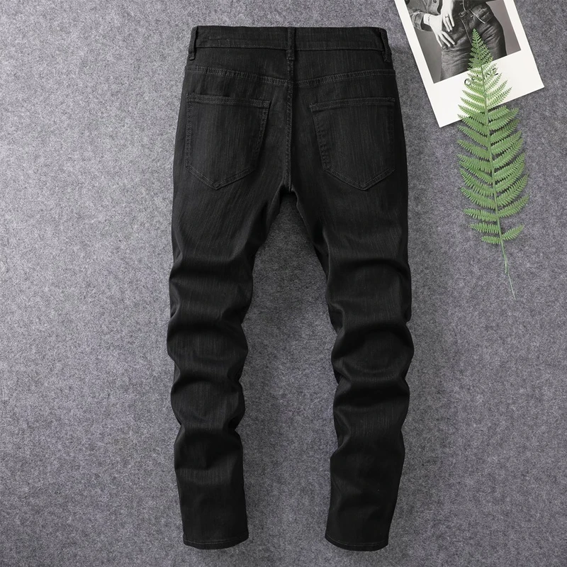 2024 spring and summer hot selling men\'s white distressed hot drilling jeans slim fit stylish American high street trendy jeans