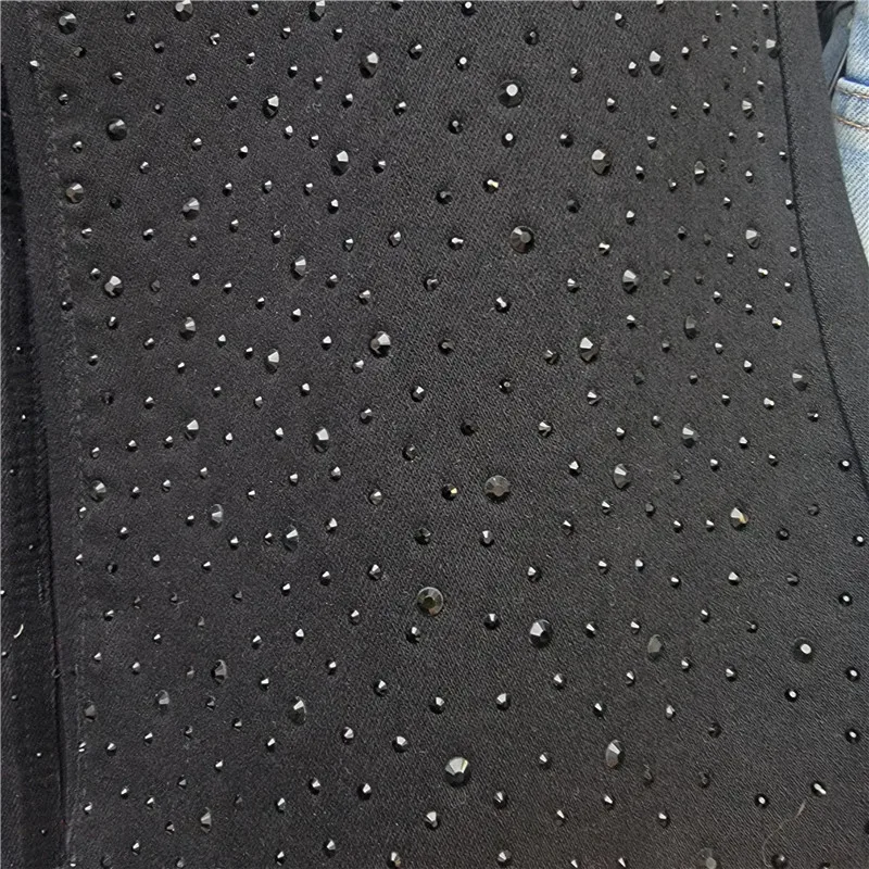 Diamond Drape Jeans Women's 2025 Spring and Autumn New Loose Wide-leg Design Fashion Straight Floor Pants Black Women Jeans