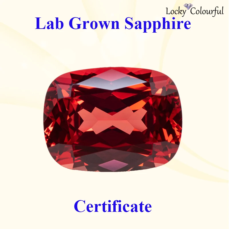 

Lab Grown Sapphire Sunset Red Color Charms Beads Rectangle Cushion Shape VVS1 for DIY Jewelry Making Selectable AGL Certificate