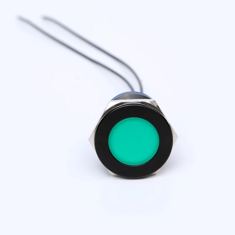 22Mm Metal Black Messing Rvs IP67 Led Indicator Light Pilot Signaal Lamp Met 15Cm Kabel (PM22-DX)