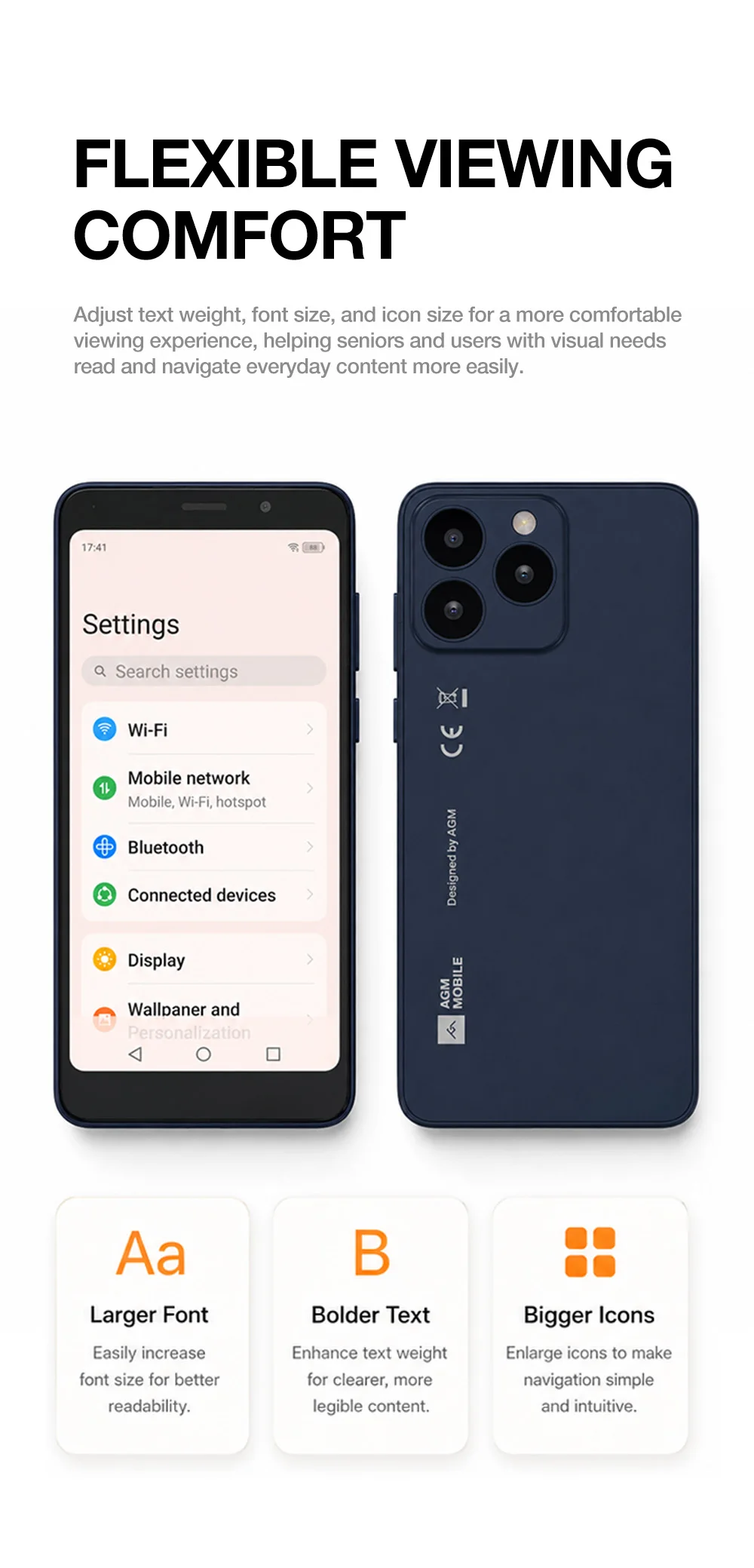 AGM N2 MINI Smartphone 3GB+32GB IP54 Compact Size 4.96Inch Display Android 16 GO 3000mAh Bettery Dual SIM Cheap Mini Phone