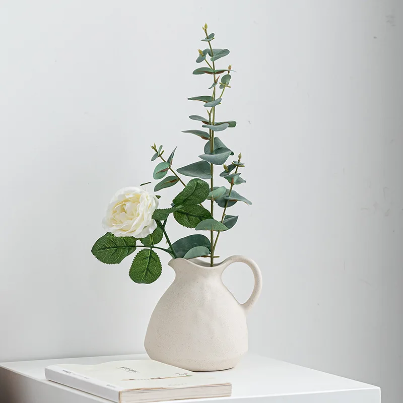 Simple Ceramic Vase Creative Jug Decorative Office Dried Flowers Organizer French Living Room Desktop Ornaments Home Decoration