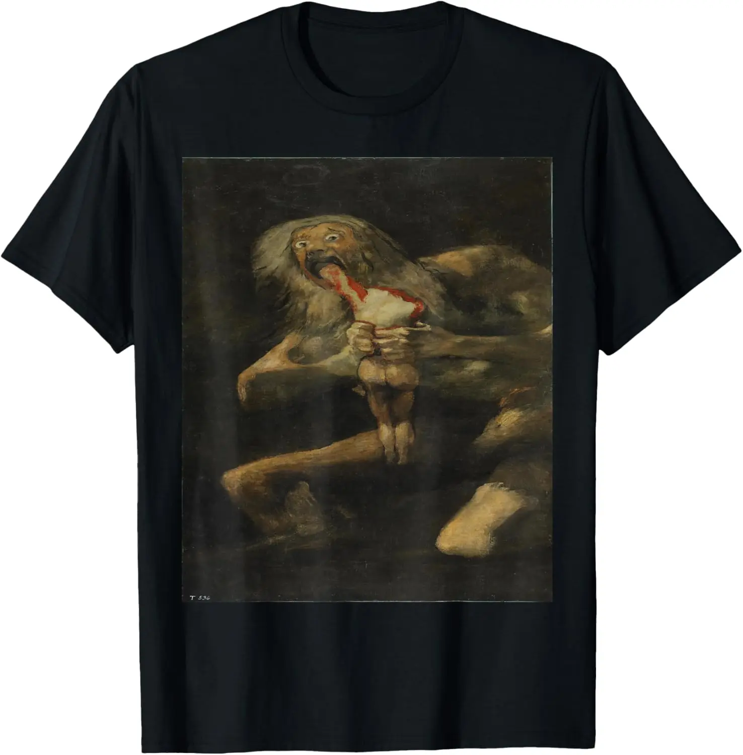 Saturn Devouring His Son Goya Painting Graphic T-Shirt Men Casual Short Sleeve Cotton Tee