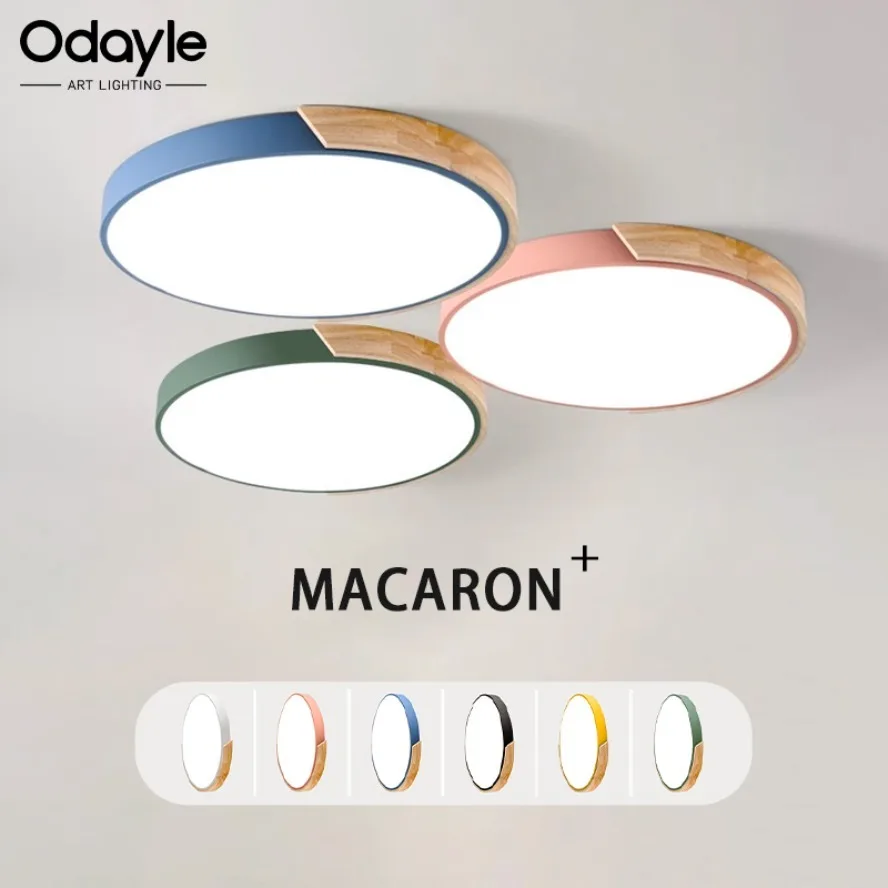 Luz de techo LED Circular de madera, luz moderna y sencilla para el hogar, dormitorio, sala de estar, comedor, balcón, decoración Interior