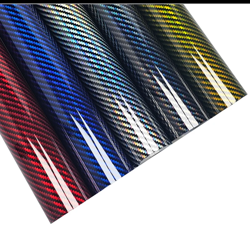 High Gloss Colorful Laser Carbon Fiber Silver Stickers on Car Wrap Vinyl Film Wrapping Sticker Car Body Films Decals for Vehicle