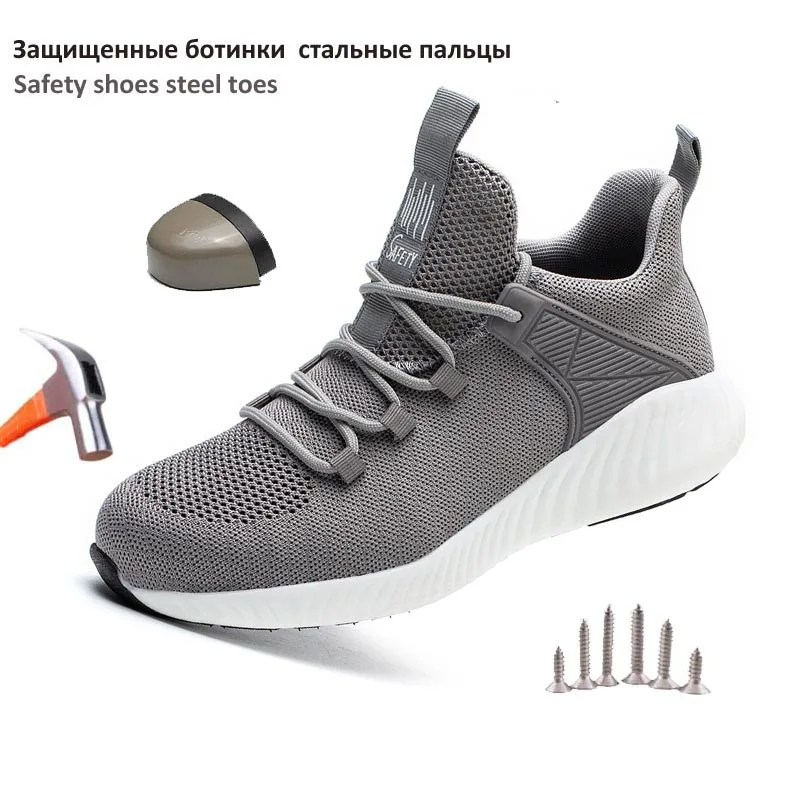 2022 Work Safety Shoes Men Black Shoes Safety Boots for Men Indestructible Work Sneakers Protective Steel Cap Shoes zapatos muje