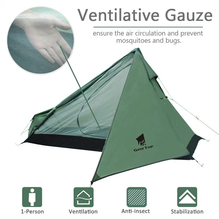 Hot Sale Geertop Ultralight nylon hiking lightweight camping gear backpacking pyramid tent