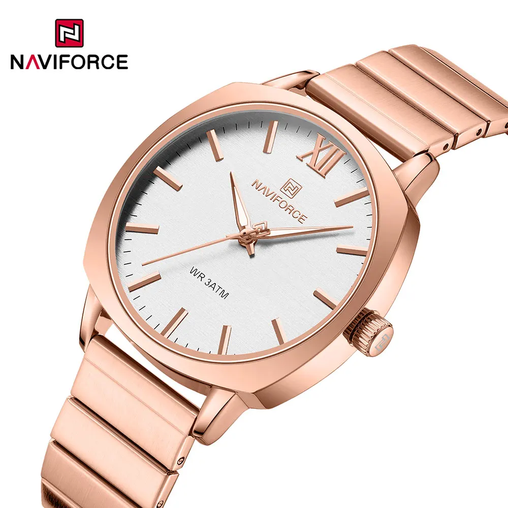 NAVIFORCE Women Watches Fashion Casual FemaleLadies Stainless Steel Quartz Wristwatches Life Waterproof Girlfriend Luxury Gift