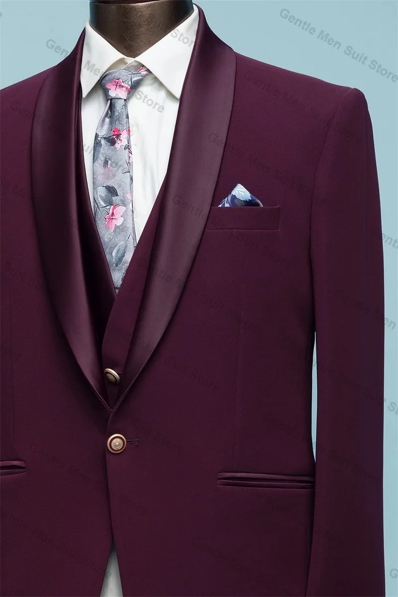 Ensemble de olympiques en coton bordeaux pour hommes, blazer et pantalon, tapis rouge de luxe, Rh, marié, mariage, smoking, manteau, veste sur mesure, fjl, 2 pièces