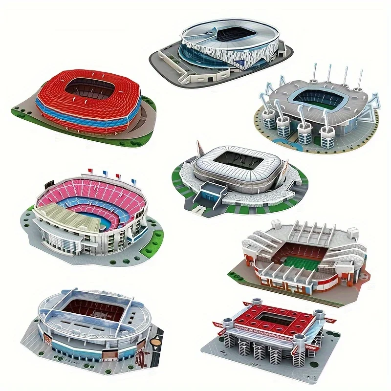 DIY Miniature Football Field 3D Paper Puzzle Kit World Famous Stadiums Models Football Game Peripheral Toys