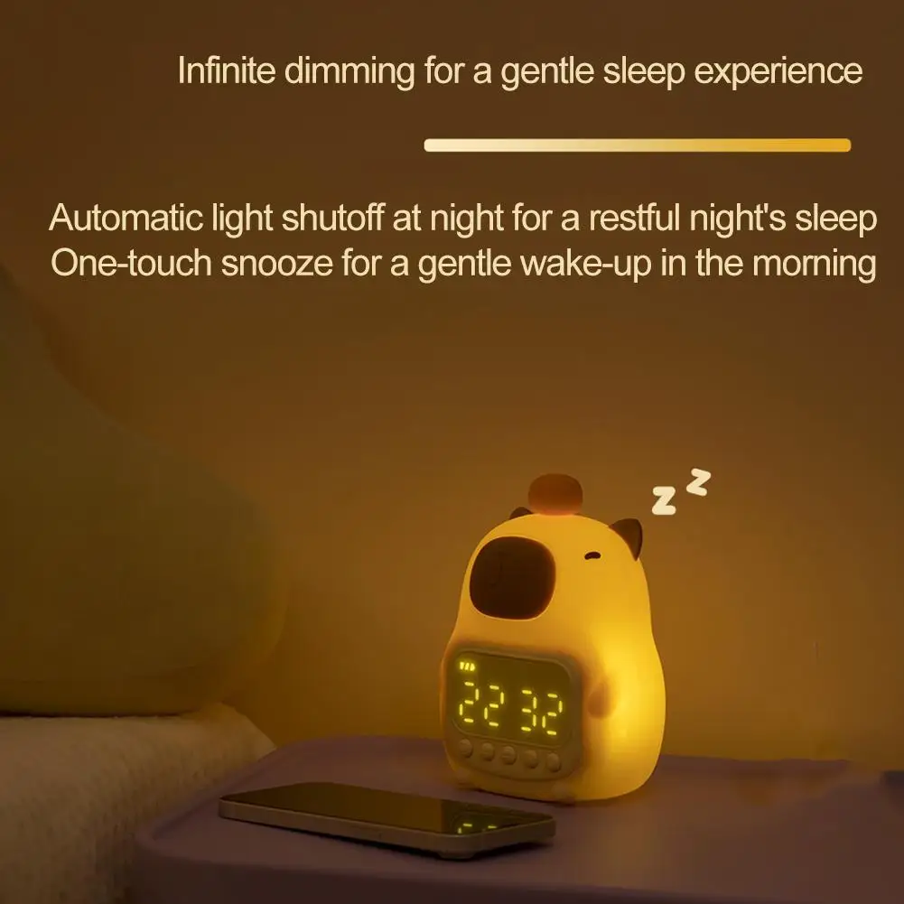 3 فولت كابيبالا سيليكون ساعة تنبيه ضوء دافئ ضوء الليل الصغيرة USB قابلة للشحن عنبر LED لانهائي يعتم بات ضوء