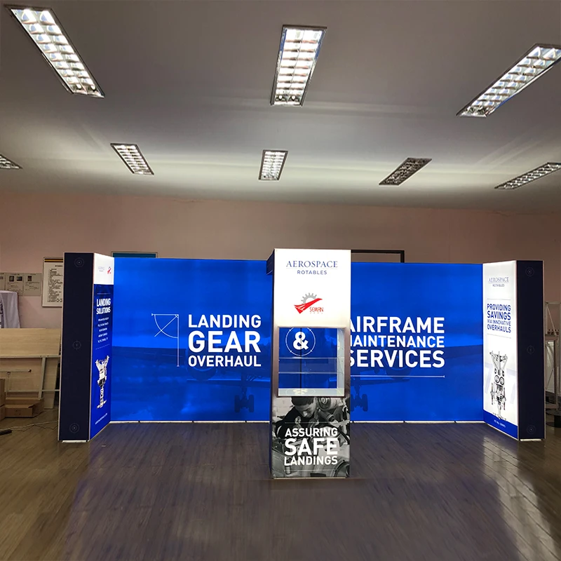 Cabina de exposición portátil de 3x6m, 10x20 pies, soporte de exhibición para ferias comerciales con marco de aluminio