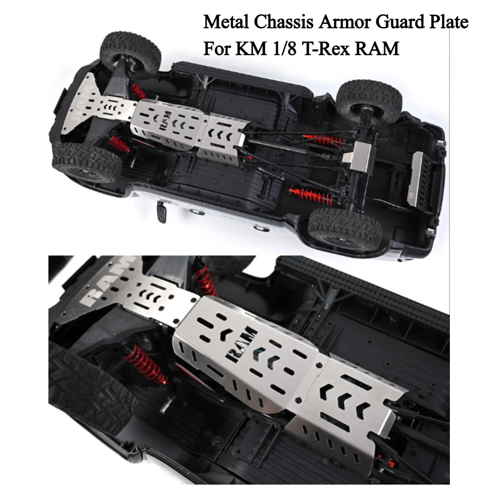 RC Truck Metal Chassis Armor Guard Plate For KM 1/8 T-Rex RAM Pickup Sturdy Alloy RC Off-road Vehicle Modified Upgrade Parts