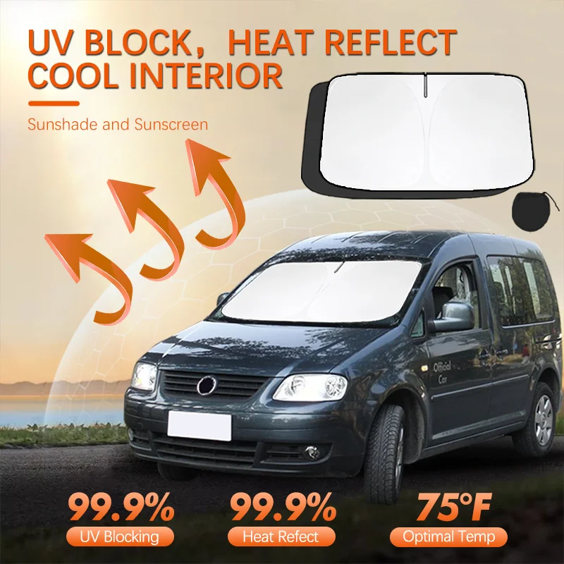 Parasol para Ventana Delantera de Coche Volkswagen VW Caddy, Protección Solar, Aislamiento Térmico, Protección UV para el Verano, Accesorios para Automóviles