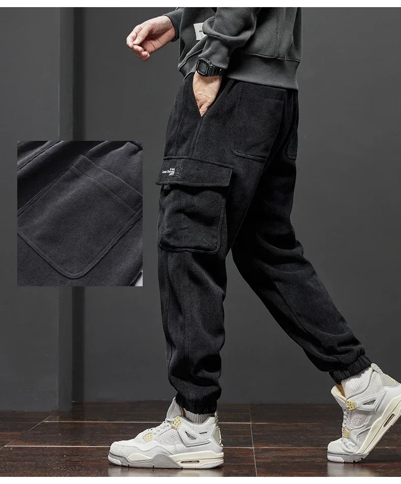 Frühling Herbst neuen Stil elastische Taille Freizeit hose für Männer Stretch gerade Kordel zug Harem Jogging Sport lange Hosen männlich – Detail 9