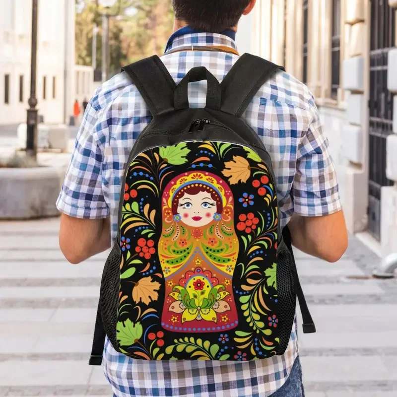 Mochilas rusas con estampado 3D para niñas y niños, morral escolar de viaje para ordenador portátil de 15 pulgadas, con estampado de Babushka Matryoshka