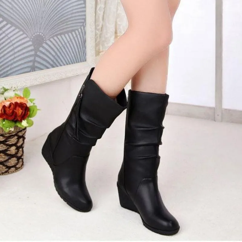 2024 herbst Winter Anti Slip Hang Ferse Frauen Boot Casual Mitte Rohr Boot Warme Schnee Boot Englisch Chelsea Boot Große Frauen schuhe