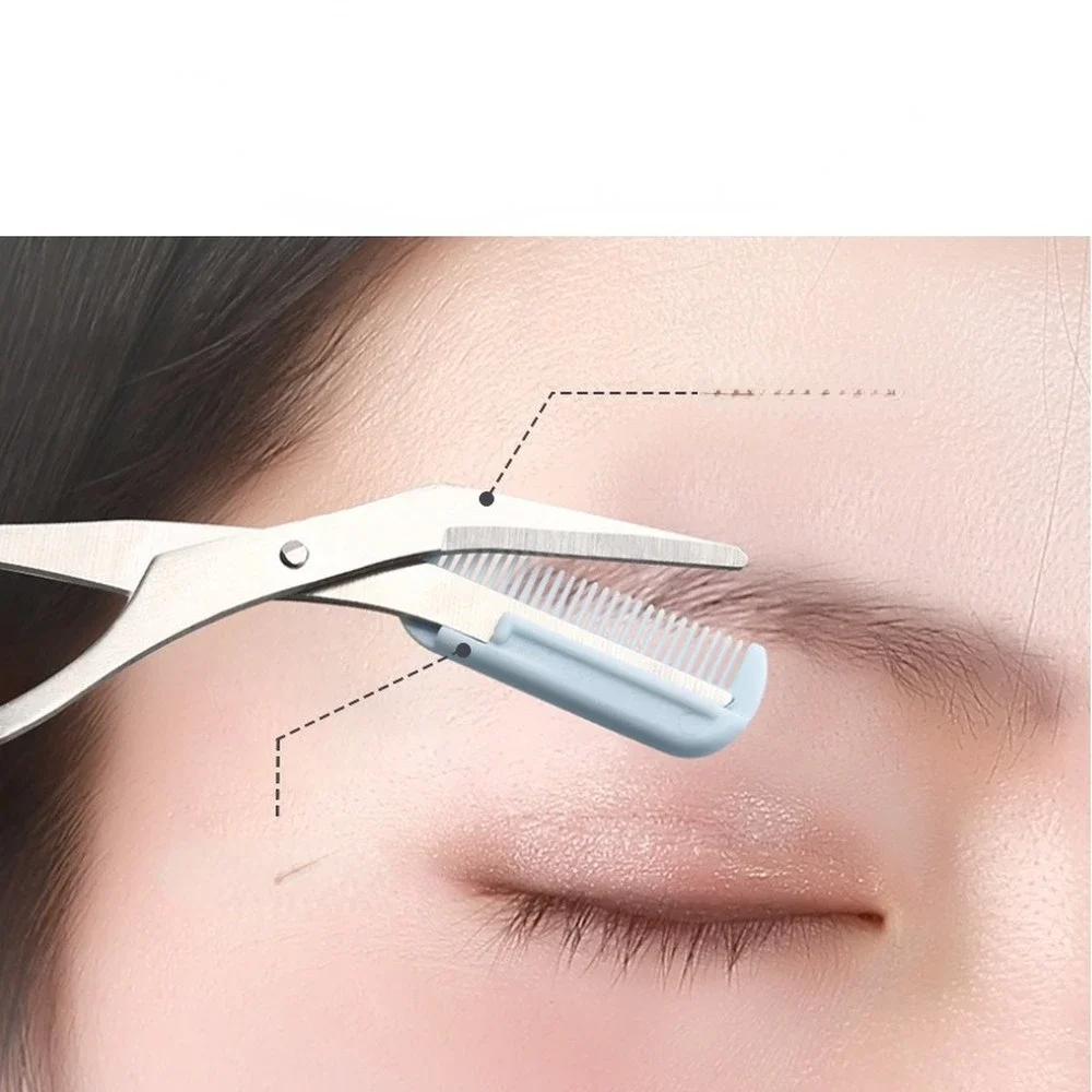 Eyebrow Trimmer Scissor with Comb Facial Eyelash Hair Removal Grooming Shaping Eyebrow Shaver Cosmetic Makeup Accessories