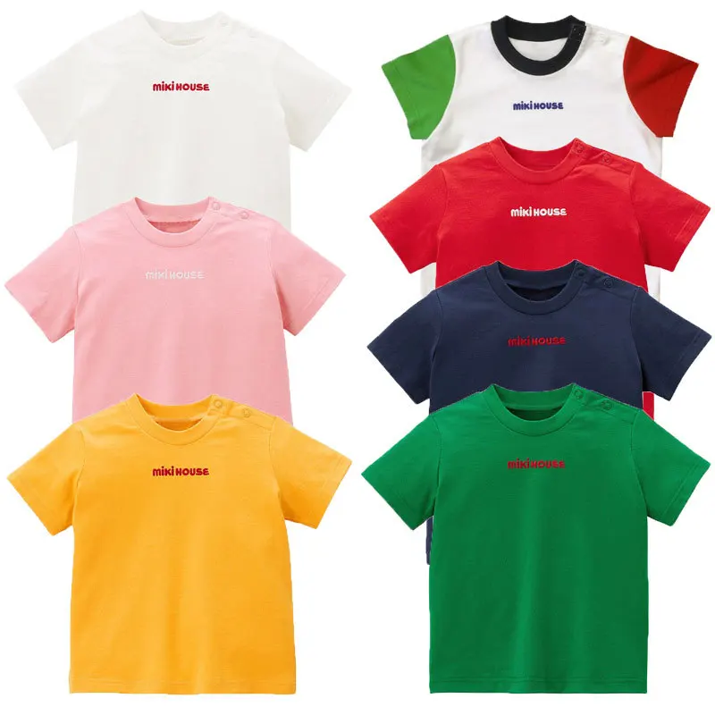 Summer New Short Sleeved T-shirts Children\'s Solid Color Minimalist Letter T-Shirt Kids Clothes Baby Tees Cute Tops Camisetas