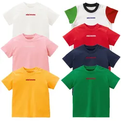 Summer New Short Sleeved T-shirts Children's Solid Color Minimalist Letter T-Shirt Kids Clothes Baby Tees Cute Tops Camisetas