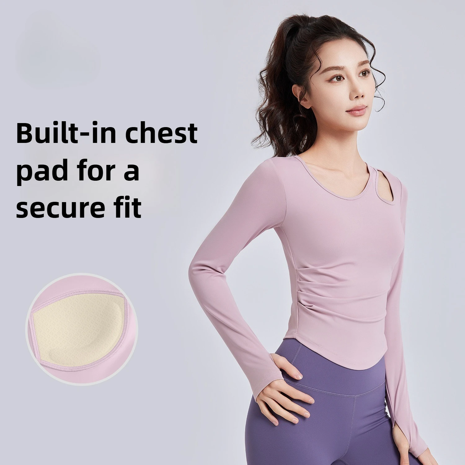 

New Slanted Shoulder Hollow Pleated Slim Pilates Sports Fitness Yoga Clothes