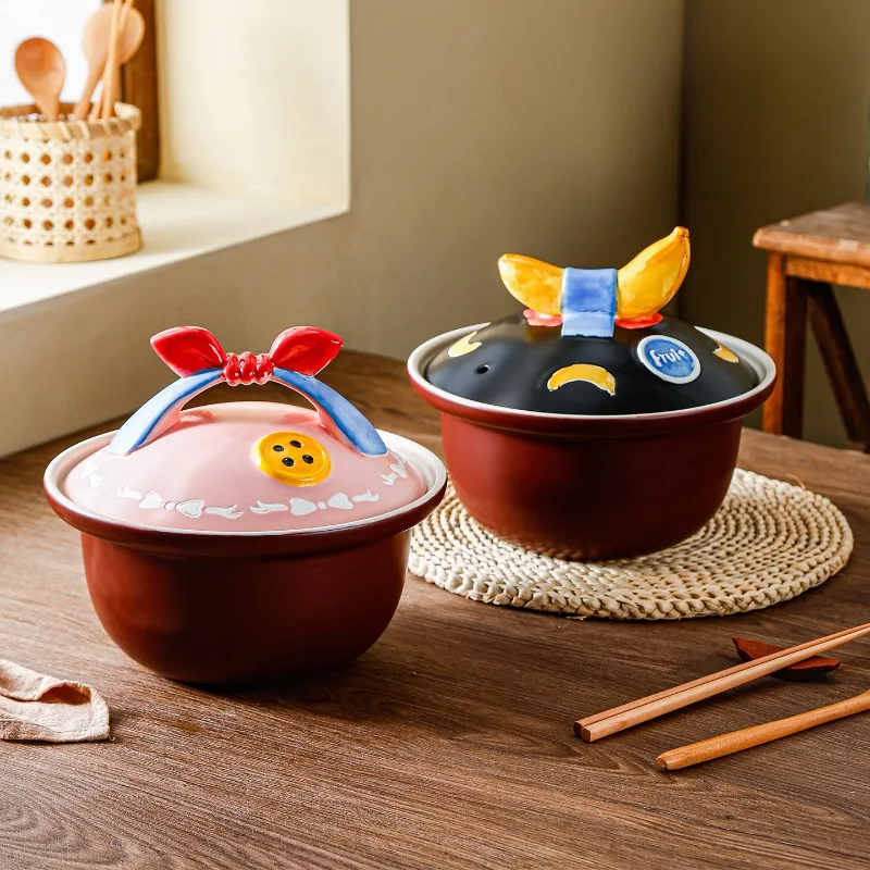 Casserole Stew Pot Household Soup Ceramic Gas High Temperature Resistant Dry Burning Non-Cracking Casserole Stew Soup Pot