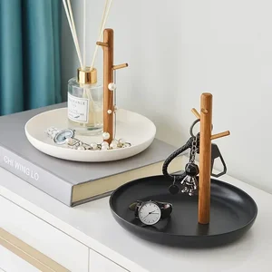 2024 New Nordic Bamboo Branch Branch Storage Tray Room Being Desktop Key Hanger Jewelry 6 Main Sales Bamboo Tray - №4