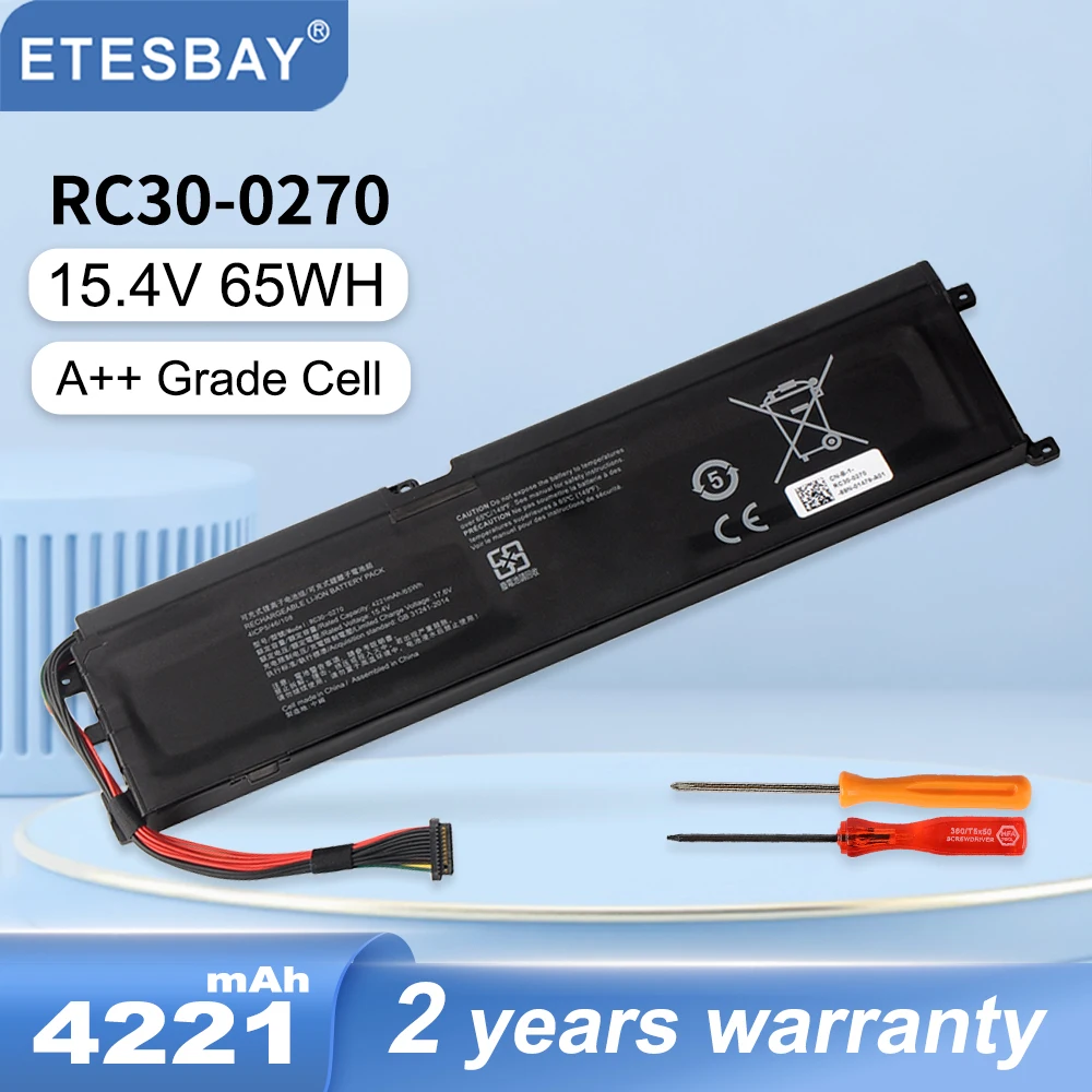 ETESBAY RC30-0270 노트북 배터리, 레이저 블레이드 15 베이스 스텔스 2018 시리즈 노트북 RZ09-03006 RZ09-0270, 4221mAh 65WH