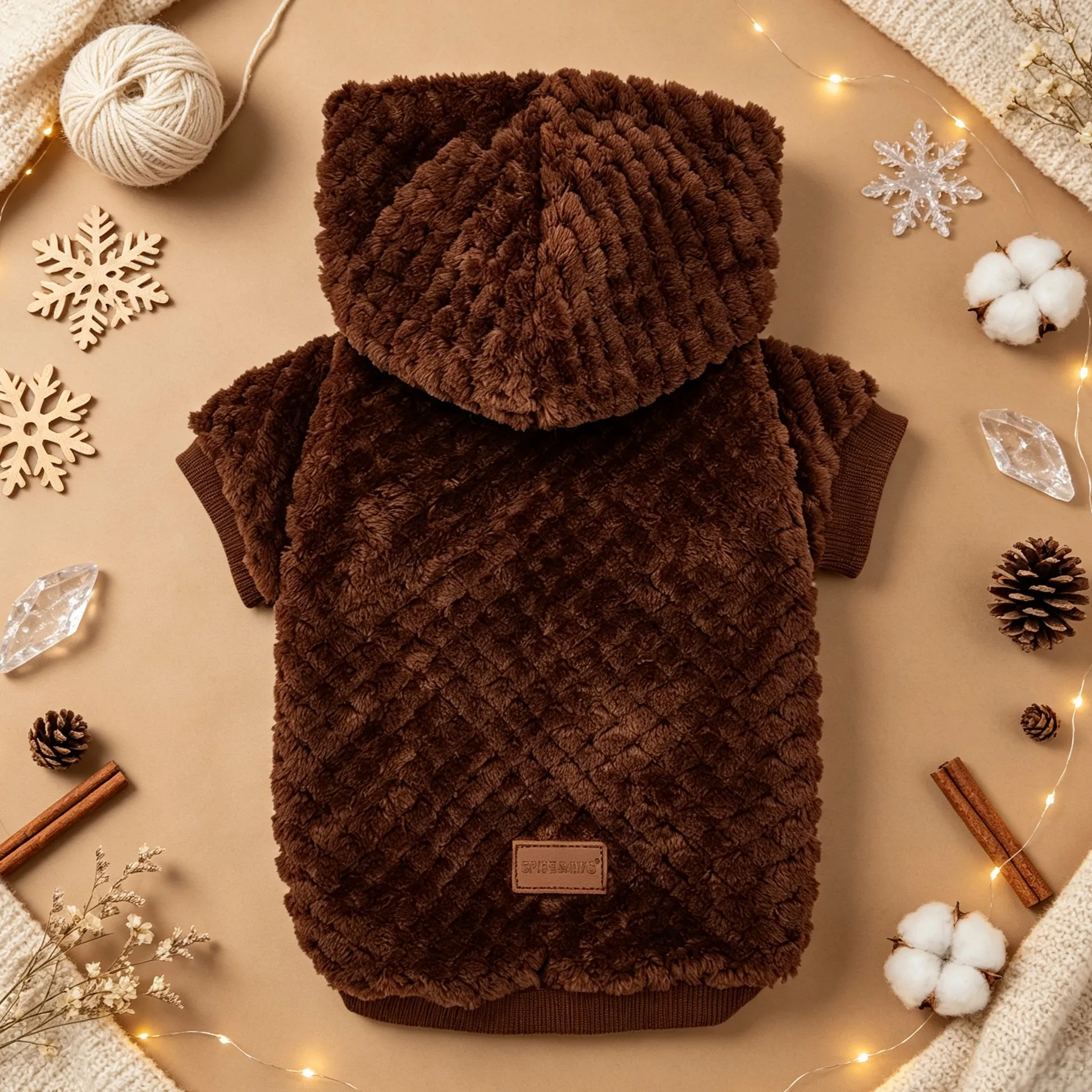 Weicher Polarfleece-Haustiermantel mit Kapuze, warmes Karodesign, ideal für kleine und mittelgroße Hunde, Katzen, Welpen, für den täglichen Gebrauch im Herbst und Winter. – Detail 10