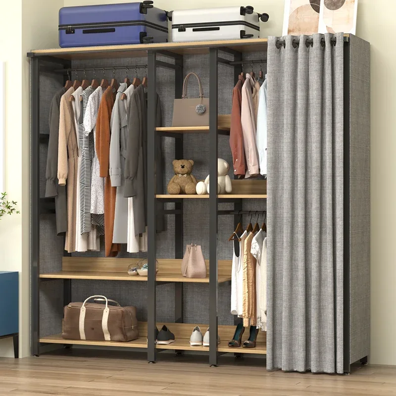 

Wooden Mobile Wardrobes Cloth Clothing Rack Clothes Kids Storage Cabinets Organizer Modern Closets Abiertos Furniture Bedroom