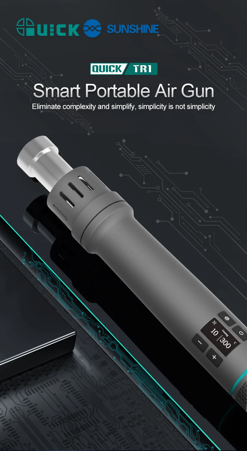 Imagem -02 - Pistola Pneumática Portátil Inteligente de Alta Potência Ventilador de Alta Eficiência Aquecimento Uniforme Eficiente e Estável 1000w 60.000 Rpm
