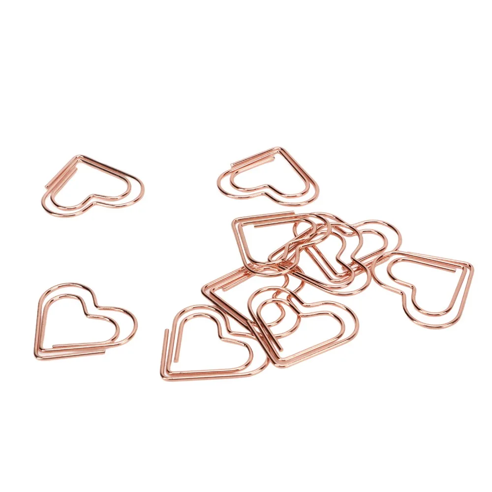Immagine 3: 100 Pezzi Graffette Decorative a Forma di Cuore Elettroplaccate con Scatola, Graffette Carine Portatili 24*22mm per Ufficio e Casa