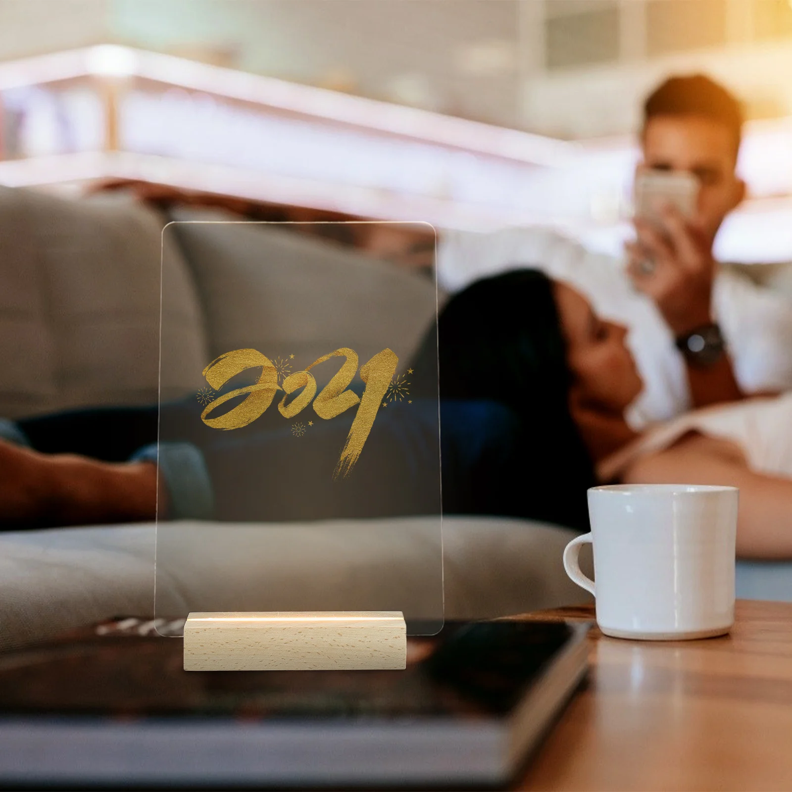 

1Set Acrylic Luminous Note Board Erasable Transparent Desktop Message Board Creative Home Decoration Home Desktop Decor