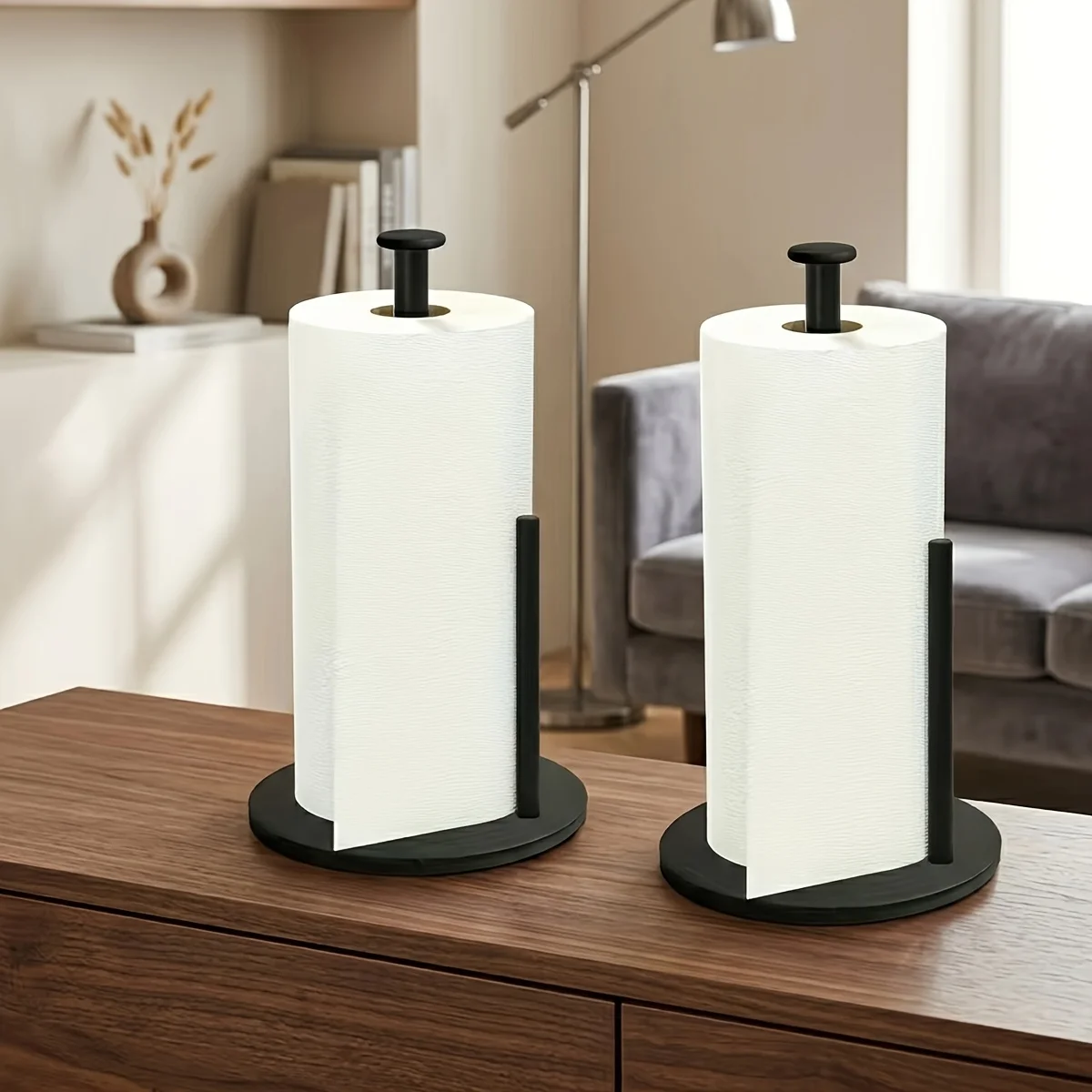 

Stainless Steel Kitchen Roll Holder with Weighted Base - Heavy-Duty Countertop Organizer, Space-Saving Design for Paper Towels