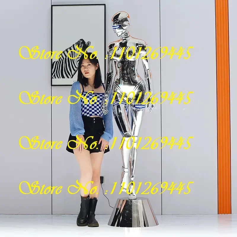 Goddess Sculpture Ornament Future Mechanical Ji Art Figure Model Large Floor Lamp Bar KTV Decoration Height 2.07M