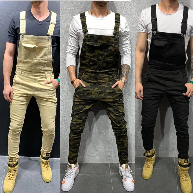 

Pop Men Jumpsuit Casual Romper Nice Joggers Loose Bib Pants Streetwear Fashion Solid Color Suspenders Men Overalls Harajuku